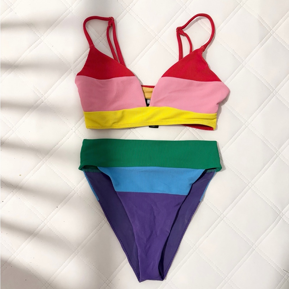 Beach Riot two piece rainbow bikini